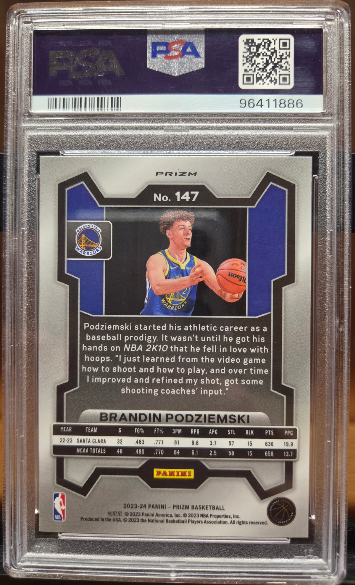 2023-24 Panini Prizm Brandin Podziemski Silver Rookie #147 PSA 10 Gem Mint SKU