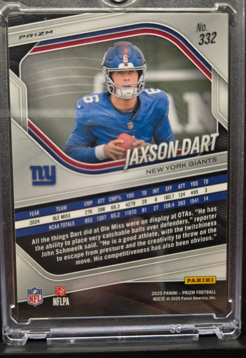 2025 Panini Prizm Jaxson Dart Rookie #332 Orange Ice Prizm RC