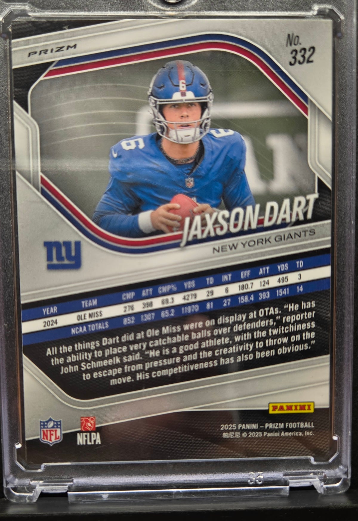 2025 Panini Prizm Jaxson Dart Rookie #332 Orange Ice Prizm RC