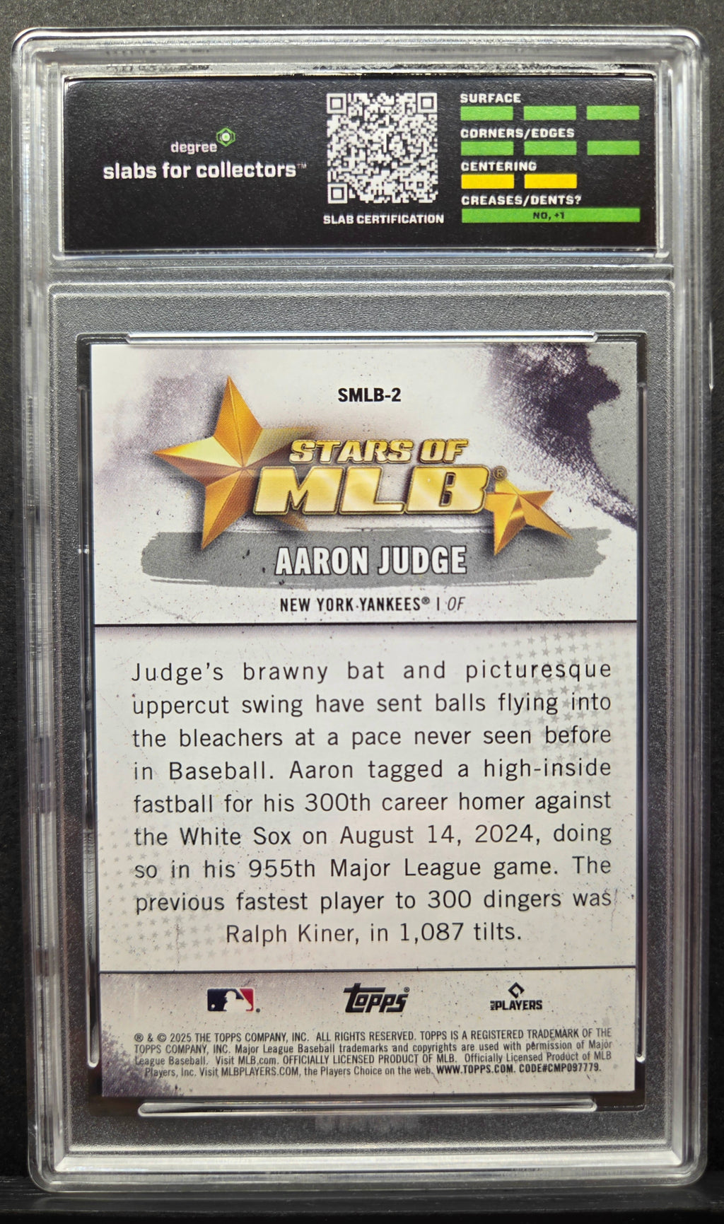 2025 Topps Series 1 Aaron Judge Stars of MLB #SMLB-2 Degree 9 Mint