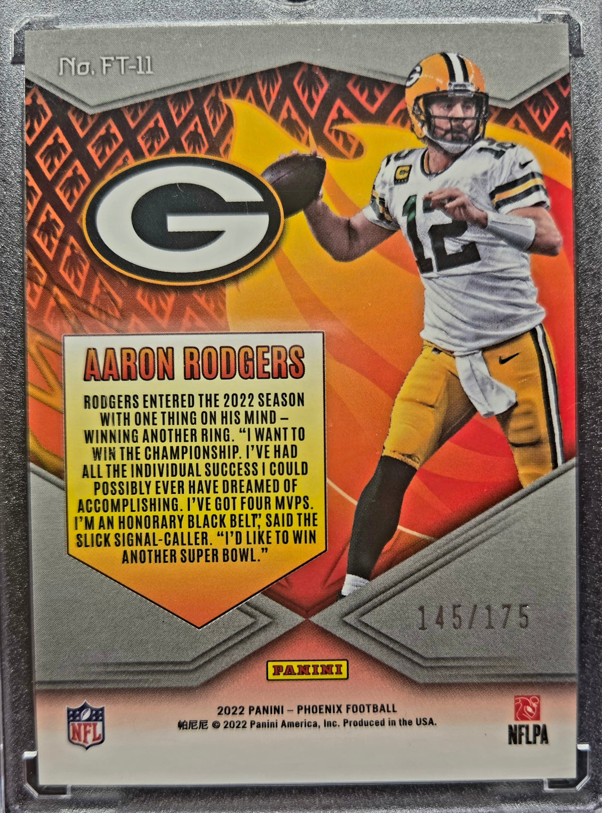 Aaron Rodgers Flame Throwers Pink /175 #FT-11 2022 Panini Phoenix