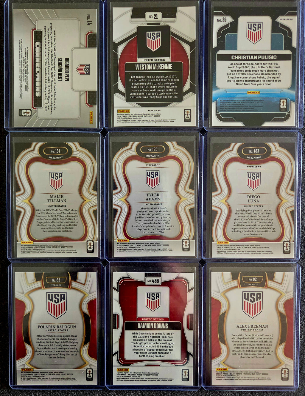 USA FIFA 9-Card Lot – Pulisic, McKennie, Adams Pink, Balogun + RCs