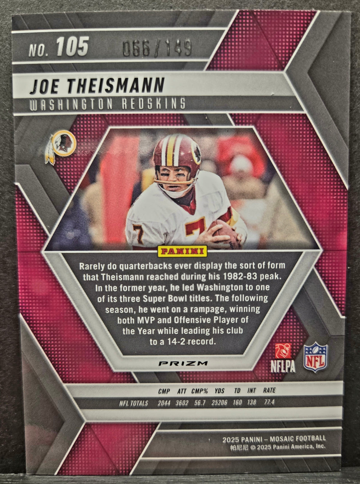 2025 Panini Mosaic Joe Theismann Silver Knight 066/149 #105