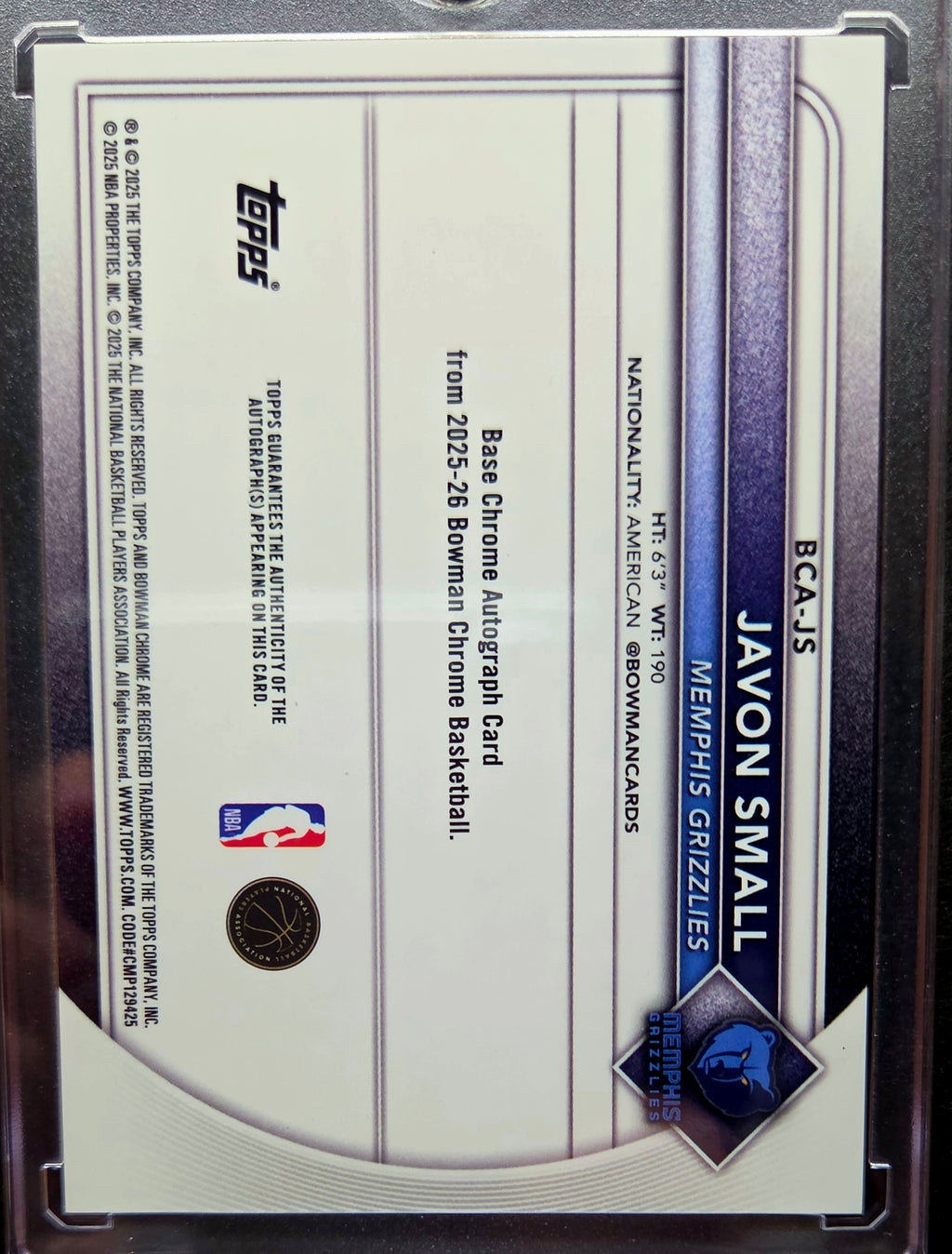 2025-26 Bowman Chrome Javon Small Rookie Auto #BCA-JS