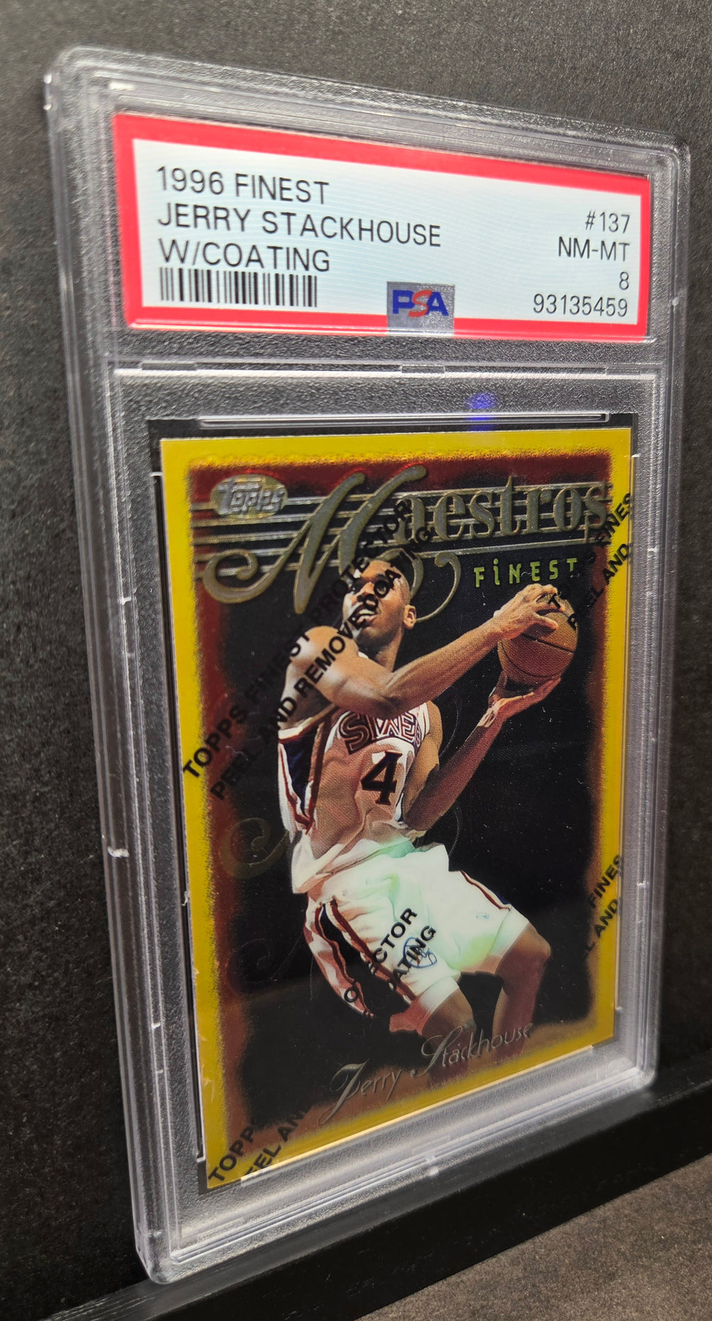 1996-97 Topps Finest Jerry Stackhouse #137 Rare Gold W/Coating PSA 8
