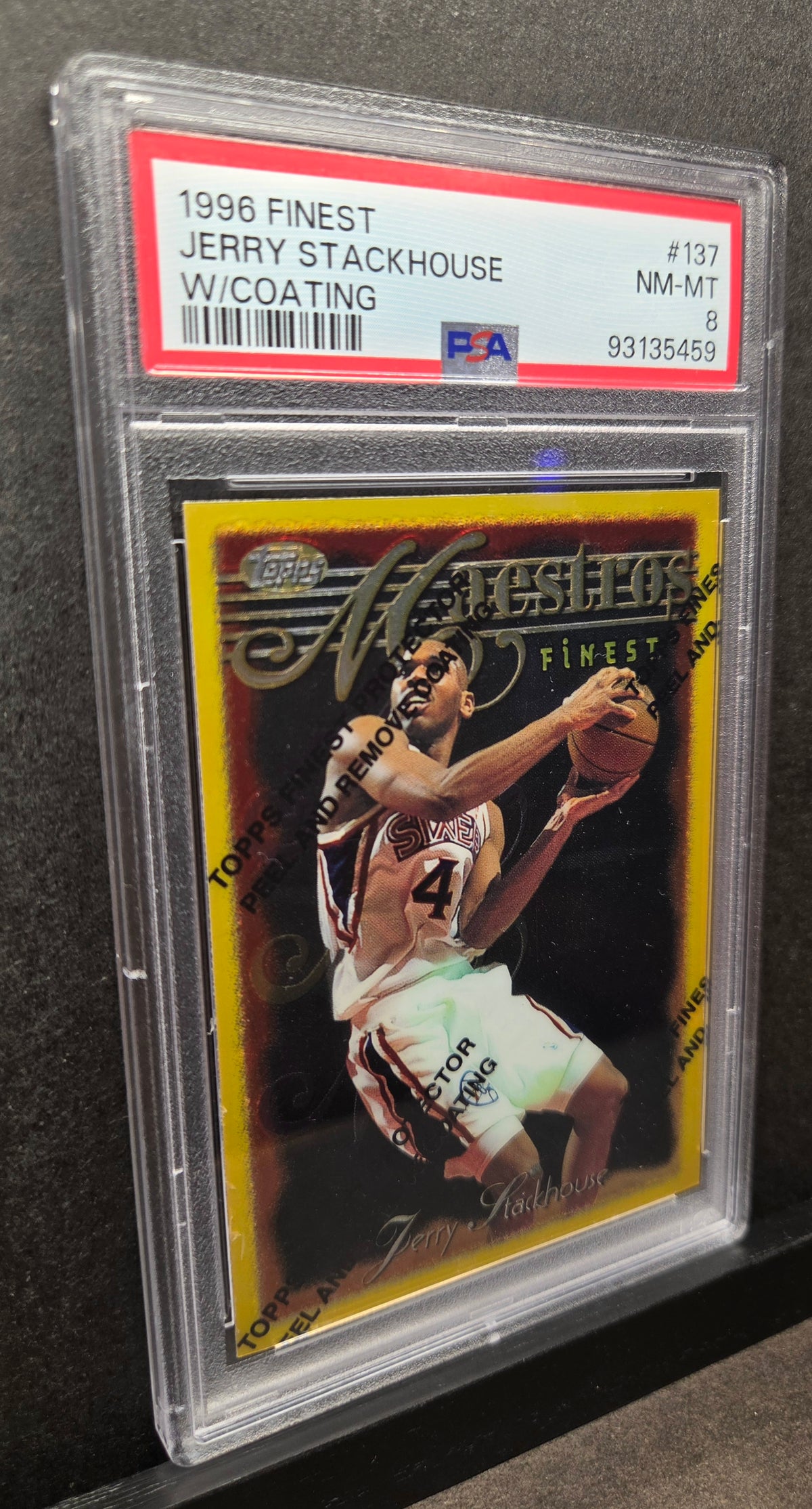 1996-97 Topps Finest Jerry Stackhouse #137 Rare Gold W/Coating PSA 8