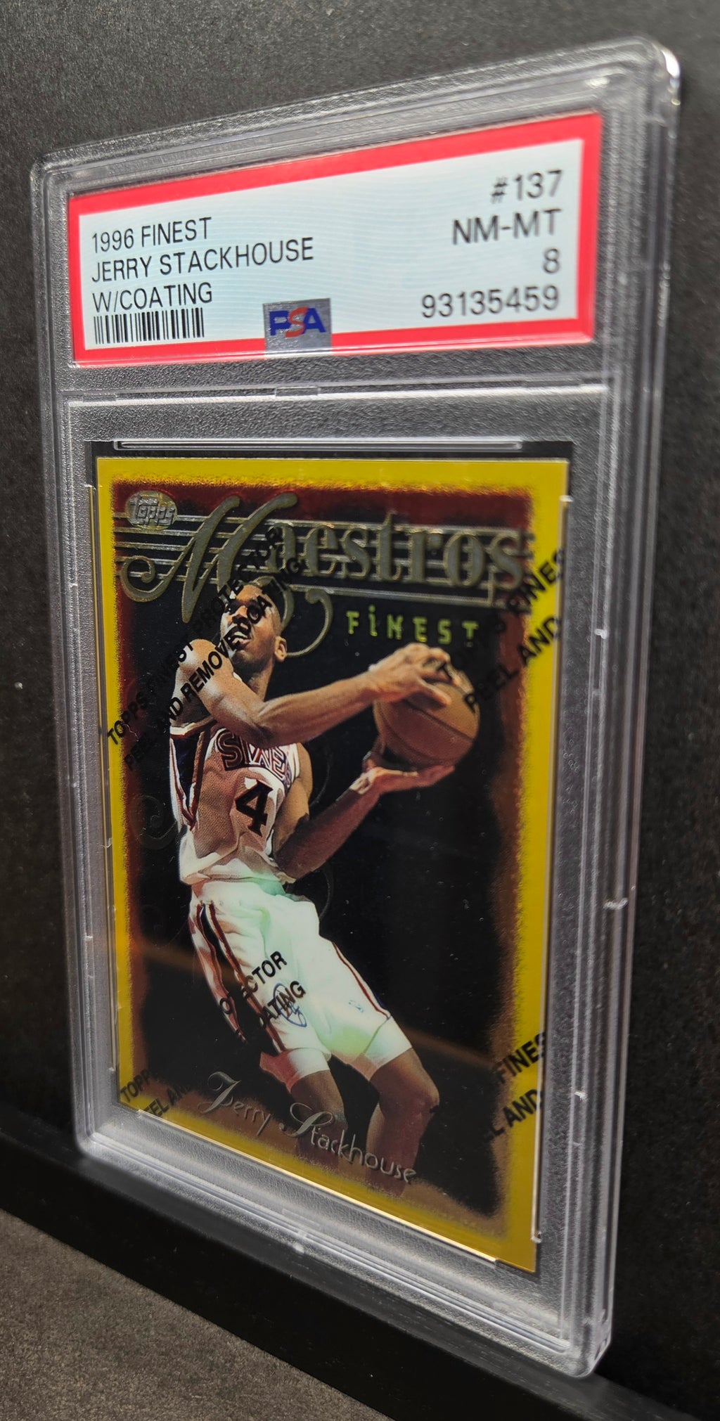 1996-97 Topps Finest Jerry Stackhouse #137 Rare Gold W/Coating PSA 8