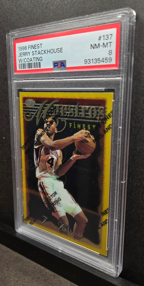 1996-97 Topps Finest Jerry Stackhouse #137 Rare Gold W/Coating PSA 8